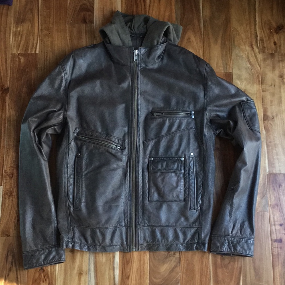 Danier Hooded Genuine Leather Jacket